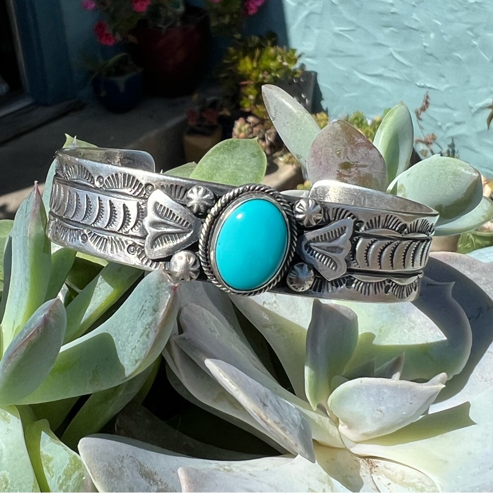 Sterling stamped Turquoise Cuff